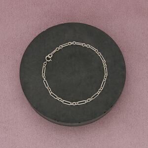 sterling silver vintage ring & connector charm chain bracelet size 7.25in